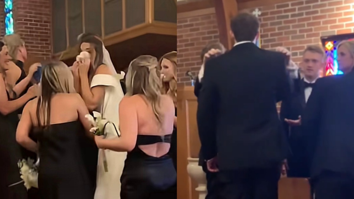 Bride and groomsmen react to wedding day chaos in viral Oklahoma TikTok video