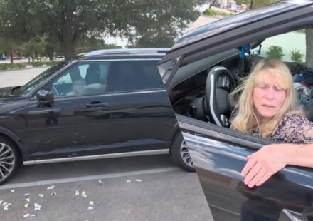 Texas dad confronts woman over littering in parking lot